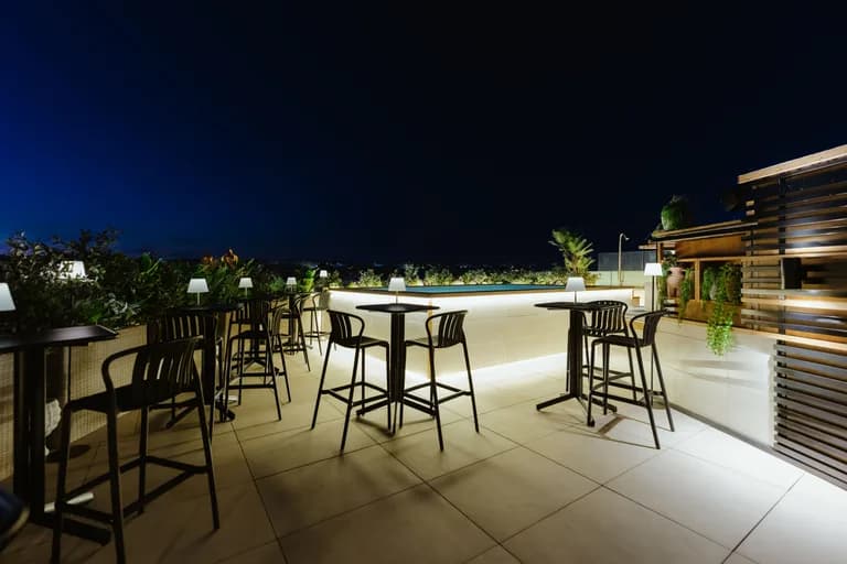 Rooftop Pool Garden Evening Area 